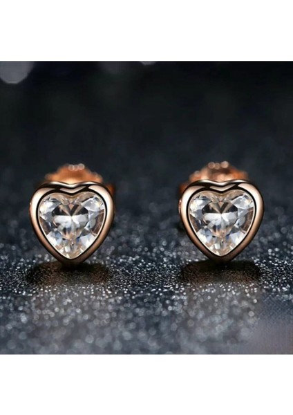 Rosegold Çelik Kalp Küpe-1 çift