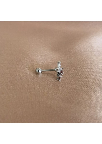 Cerrahi Çelik Barlı Helix Tragus Kiraz Piercing - Bar Uzunluğu 6 Mm, Bar Kalınlığı 1 mm