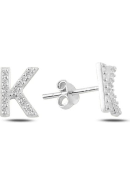 Zirkon Taşlı K Harf Küpe