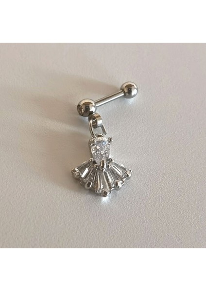 Cerrahi Çelik Barlı Yelpaze Piercing - Bar Uzunluğu : 6 Mm- 1 Adet