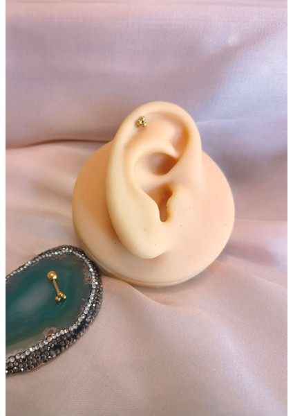 %100 316 L Cerrahi Çelik Üç Top Kıkırdak Piercing - Bar Uzunluğu 6 Mm-1 Adet