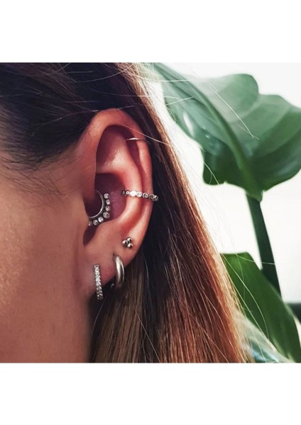 %100 316 L Cerrahi Çelik Üç Top Kıkırdak Piercing - Bar Uzunluğu 6 Mm-1 Adet modelleri