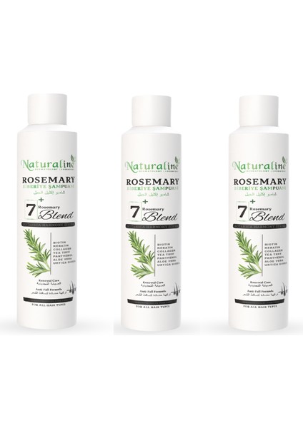 Naturaline Biberiye Şampuanı 400 ml 3 Adet Roemary Shampoo 7 Doğal Bileşim