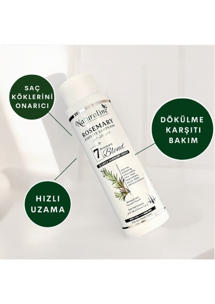 Naturaline Biberiye Şampuanı 400 ml 3 Adet Roemary Shampoo 7 Doğal Bileşim