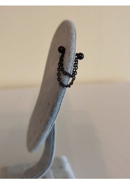 %100 316 L Cerrahi Çelik Siyah Çift Zincirli Helix Piercing-1 Adet