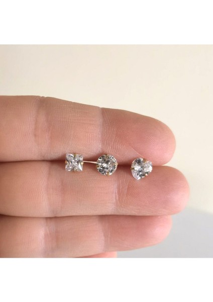 %100 Cerrahi Çelik Zirkon Taşlı Piercing Set 3 'lü - Bar Uzunlukları 6 Mm. fiyatları
