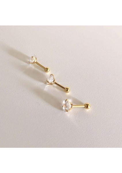 %100 Cerrahi Çelik Zirkon Taşlı Piercing Set 3 'lü - Bar Uzunlukları 6 Mm. modelleri