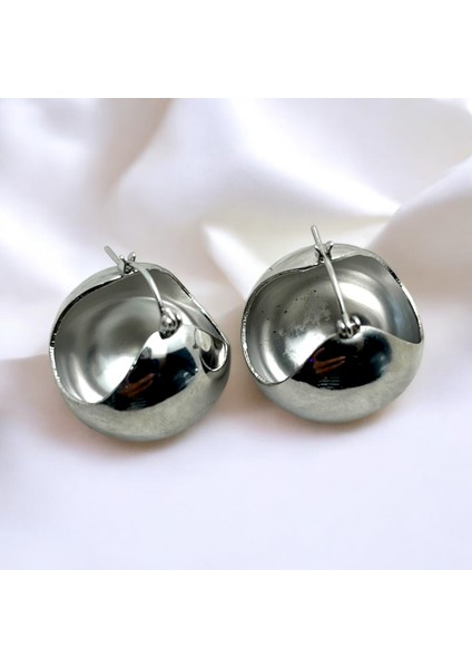 Vintage Bombeli Çelik Top Küpe