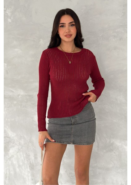Fitilli Transparan Triko Bluz Standart Beden 113