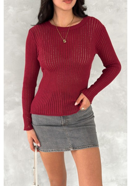 Fitilli Transparan Triko Bluz Standart Beden 113