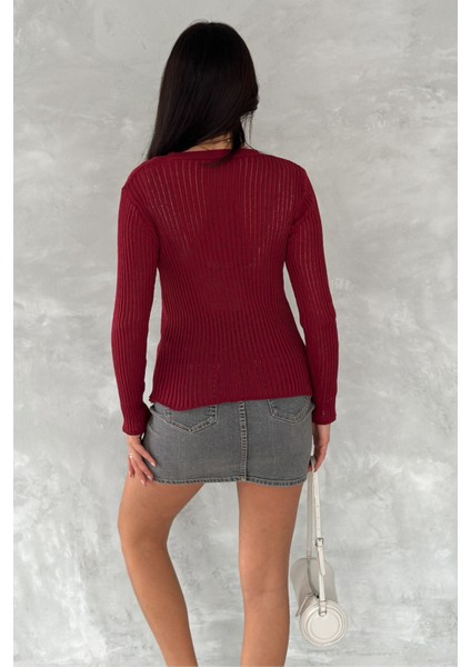 Fitilli Transparan Triko Bluz Standart Beden 113