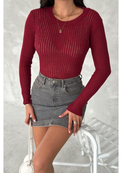 Fitilli Transparan Triko Bluz Standart Beden 113