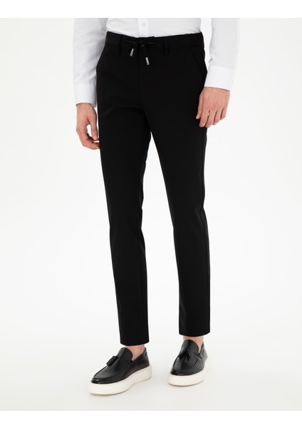 Erkek Siyah Slim Fit Esnek Jogger Kanvas Pantolon 50305839-VR046 fiyatları