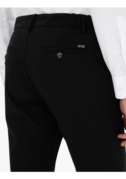 Erkek Siyah Slim Fit Esnek Jogger Kanvas Pantolon 50305839-VR046