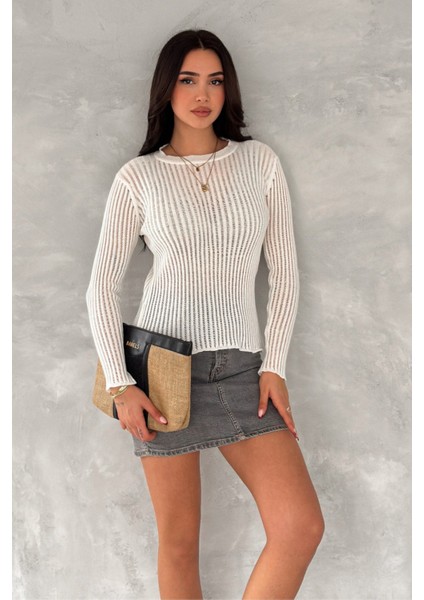 Fitilli Transparan Triko Bluz Standart Beden 113 fırsatları