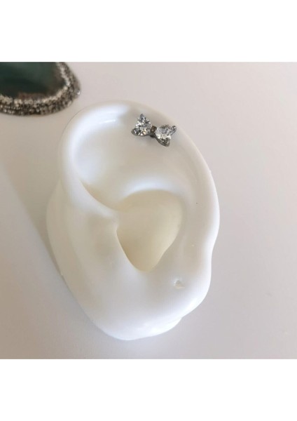 Cerrahi Çelik Zirkon Taşlı Fiyonk Piercing - Bar 6 mm