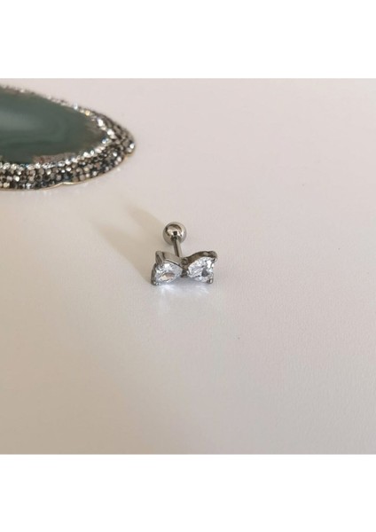 Cerrahi Çelik Zirkon Taşlı Fiyonk Piercing - Bar 6 mm fiyatları