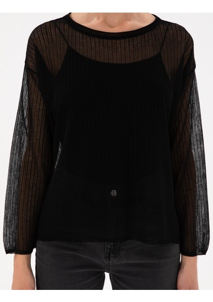 Kadın Siyah Oversize Kazak 50305604-VR046