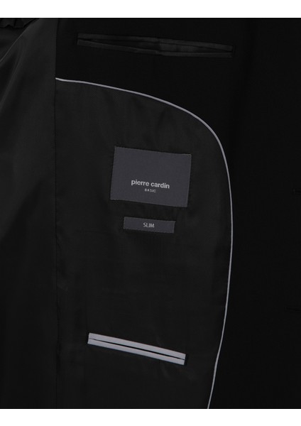 Erkek Siyah Slim Fit Yün Takım Elbise 50305448-VR046