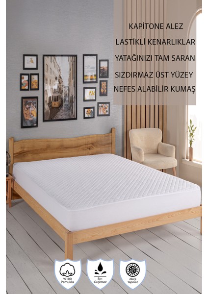 Kapitone Fitted Su Sıvı Geçirmez Yatak Koruyucu Alez
