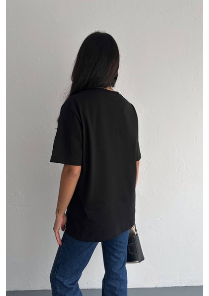 Taş Işlemeli Ayıcıklı T-Shirt Oversize %100 Pamuk Penye 405 modelleri