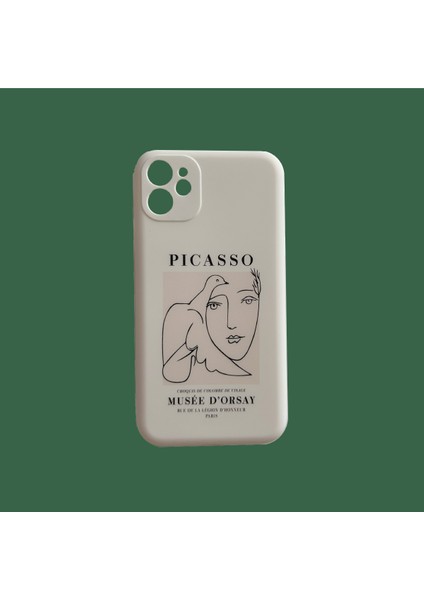 Apple iPhone 11 Uyumlu Picasso Touch Tasarımlı Içi Kadife Silikon Kılıf