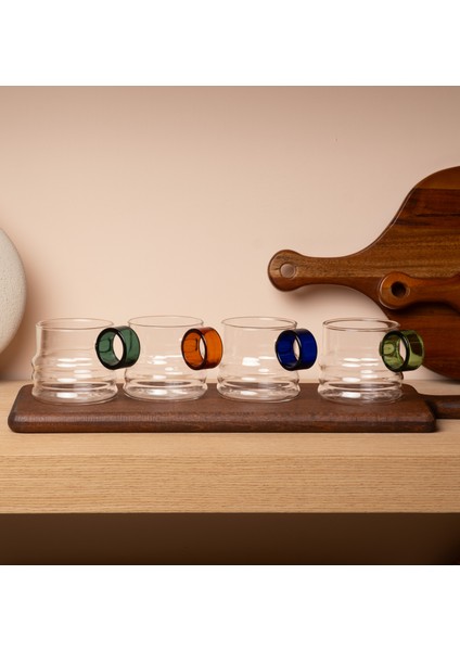 Renkli Halka Detaylı Şık Bardak Seti 4'lü