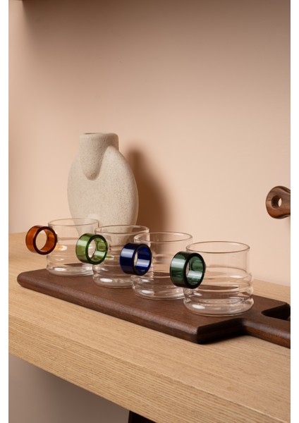 Renkli Halka Detaylı Şık Bardak Seti 4'lü fiyatları