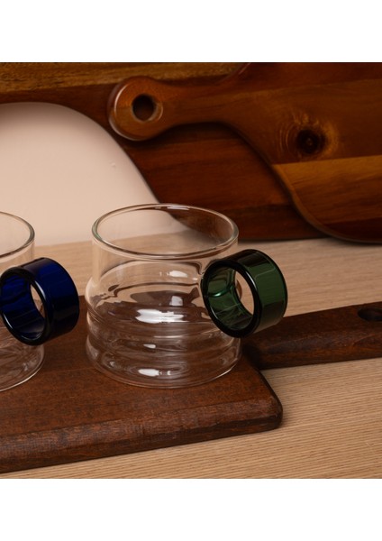 Renkli Halka Detaylı Şık Bardak Seti 4'lü