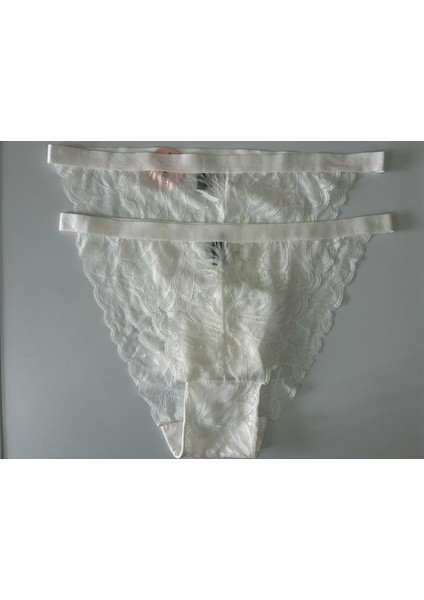 Dantelli,yüksek Bel, Büyük Beden, Transparan Kadın Külot 2 Adet