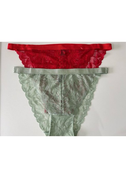 Dantelli,yüksek Bel, Büyük Beden, Transparan Kadın Külot 2 Adet