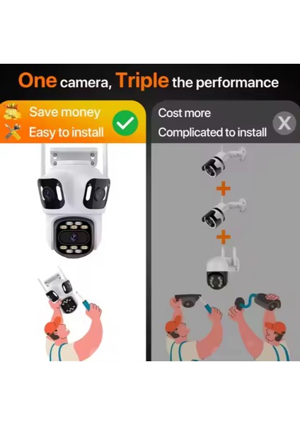 Popüler Üç Lensli Kablosuz Wifi Video Ptz Ağ Kameraları Cctv Dış Mekan Wifi Güvenlik Kamerası fırsatları