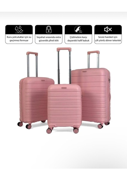 Karbon Pp Seyahat Valizi Horizon Serisi Kırılmaz Bavul, 3'lü Set