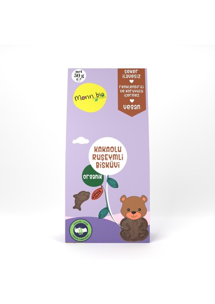 Organik ve Vegan Kakaolu Ruşeymli Çocuk Bisküvi 50 gr 6'lı modelleri
