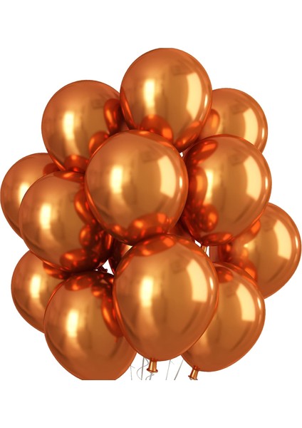 Gemar 15 Adet Balon Metalik Turuncu Renk