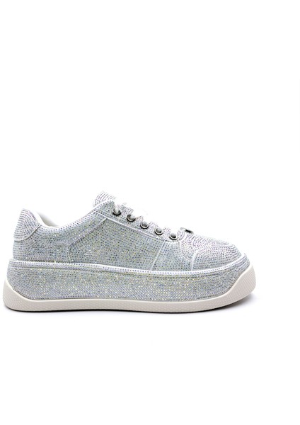 G25Y451 Rhinestones Taşlı Kadın Beyaz Sneaker Ayakkabı