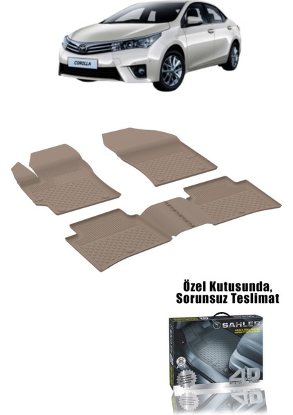 Toyota Corolla 2013-2018 Uyumlu 4.5D Premium Havuzlu Oto Paspas BEJ RENK- Corolla