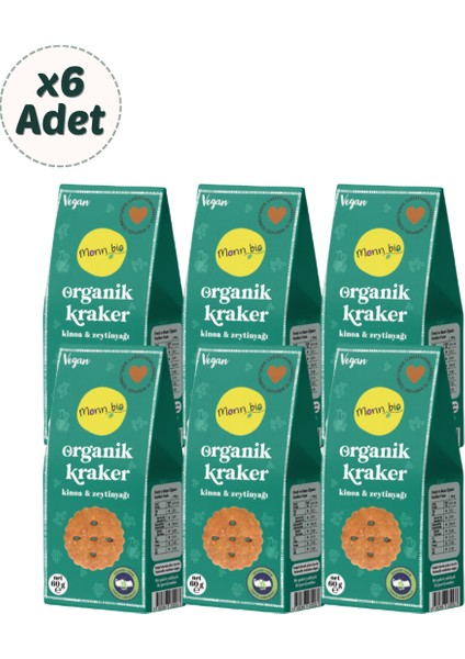 Organik ve Vegan Kinoalı Zeytinyağlı Kraker 60 gr 6'lı