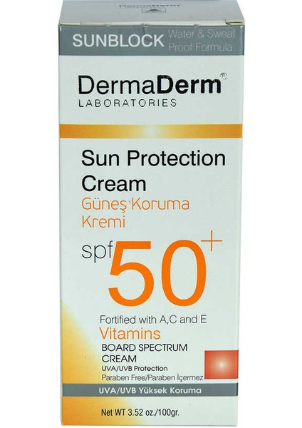 Güneş Koruma Kremi Spf 50+ Faktör Parabensiz Uva/Uvb Yüksek Koruma 100 gr