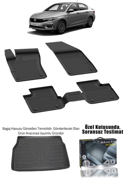 Fiat Egea Sedan Uyumlu 4.5D Premium SAHLER Paspas + Liner Marka 3D Bagaj Havuzu Seti - Egea Sedan fiyatları