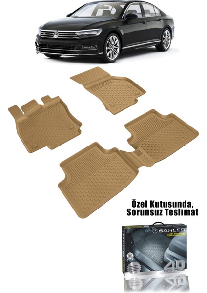 Volkswagen Passat B8 2015-2023 Uyumlu 4.5D Premium Havuzlu Oto Paspas BEJ RENK- Passat B8 / B8.5 fiyatları