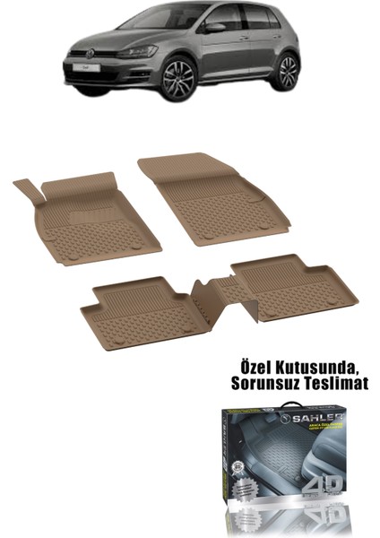 Volkswagen Golf 7 2013-2020 Uyumlu 4.5D Premium Havuzlu Oto Paspas BEJ RENK - Golf 7 fiyatları