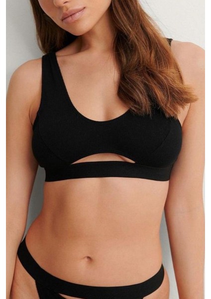 Arabella Siyah Kadın Önü Pencere Detaylı %90 Pamuklu Kadın Spor Sütyeni/ Büstiyer fiyatları