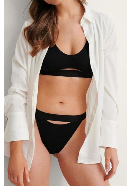 Arabella Siyah Kadın Önü Pencere Detaylı %90 Pamuklu Kadın Spor Sütyeni/ Büstiyer fırsatları