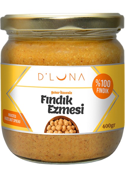 D’ Luna %100 Şeker Ilavesiz Fındık Ezmesi 400 gr