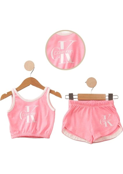 Baby Marka Kelvin Desen Bustiyer Askılı Şortlu Ikili Takım Kız 1-5 Yaş
