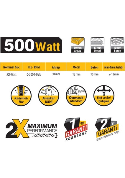Sgs 5140 Profesyonel Darbesiz Elektrikli Matkap 500 Watt fiyatları