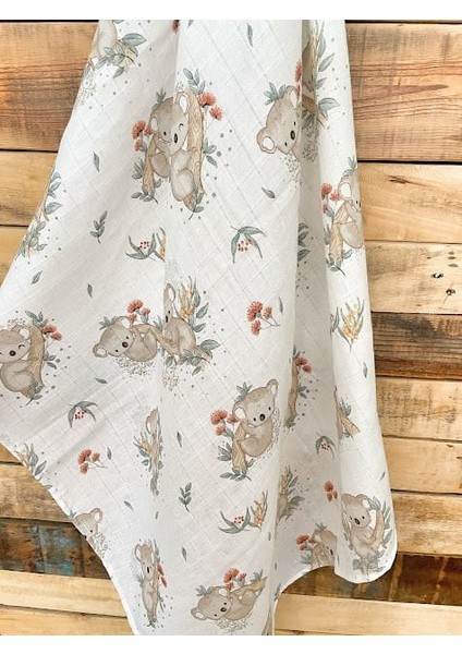 Koala Desenli Müslin Tek Kat Örtü