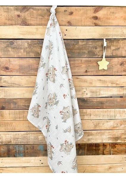 Koala Desenli Müslin Tek Kat Örtü modelleri