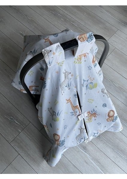 Denim Mavi Örgü Safari Poplin Çift Yönlü Puset Örtüsü